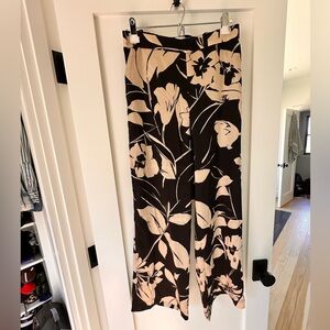 Floral Black and Cream Women's Pants